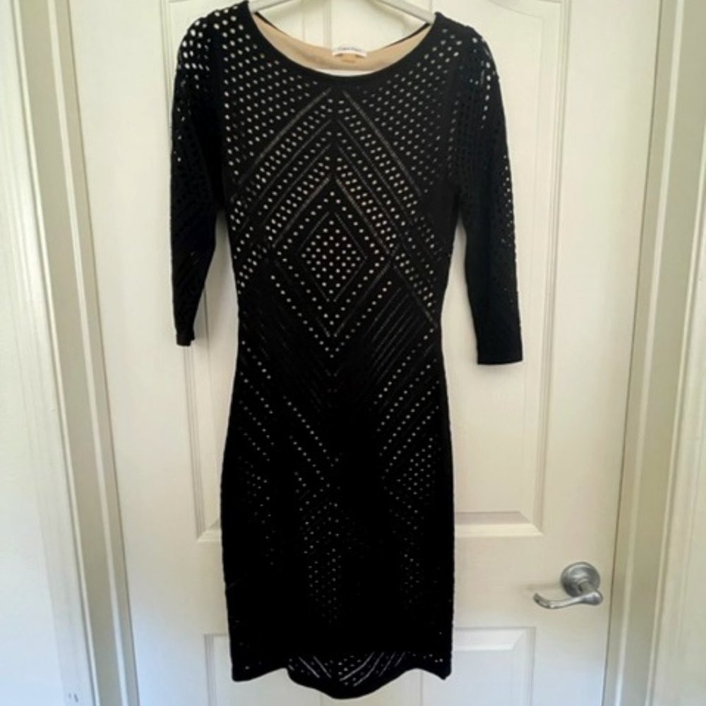 Calvin Klein black patterned dress